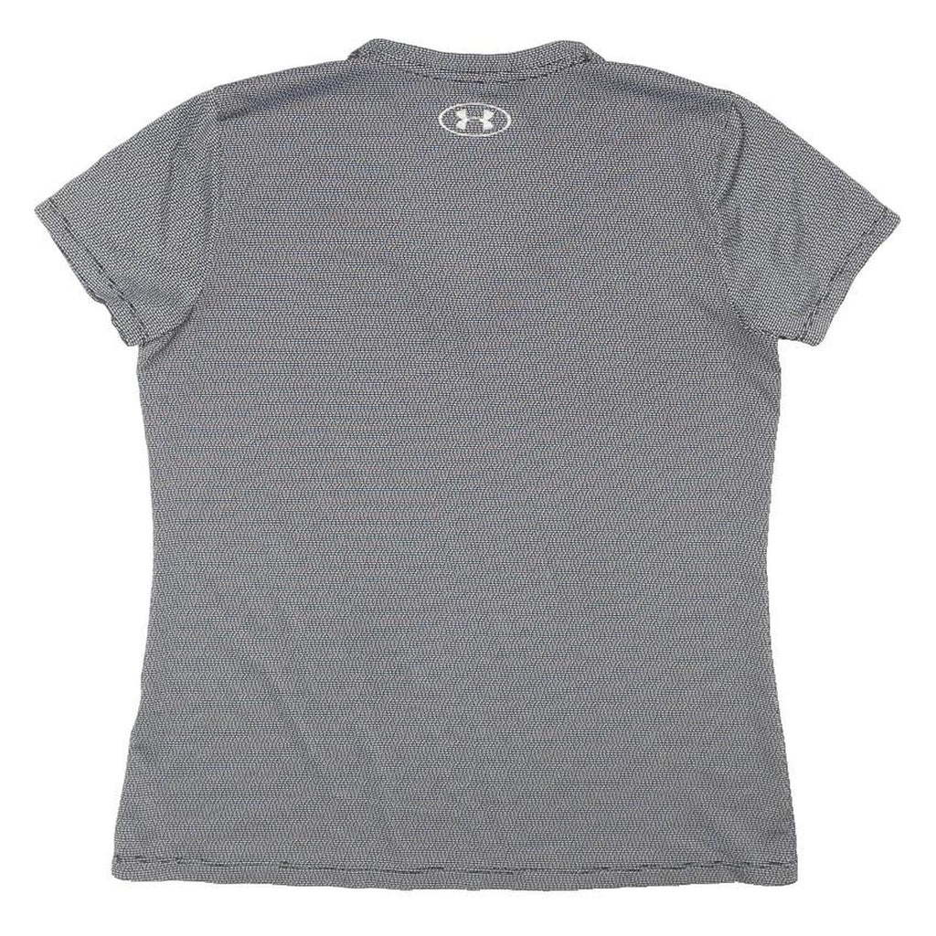 UNDER ARMOUR Womens Grey V-Neck Polyester Blend T-Shirt M Short Sleeve
