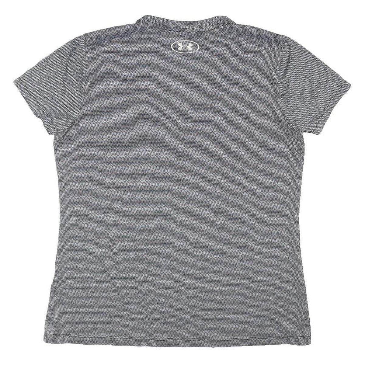 UNDER ARMOUR Womens Grey V-Neck Polyester Blend T-Shirt M Short Sleeve