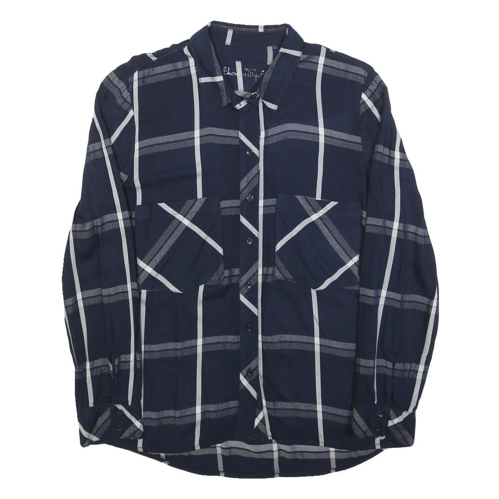 CHARLES VOGELE Womens Blue Check Shirt M Button Front Casual Long Sleeve