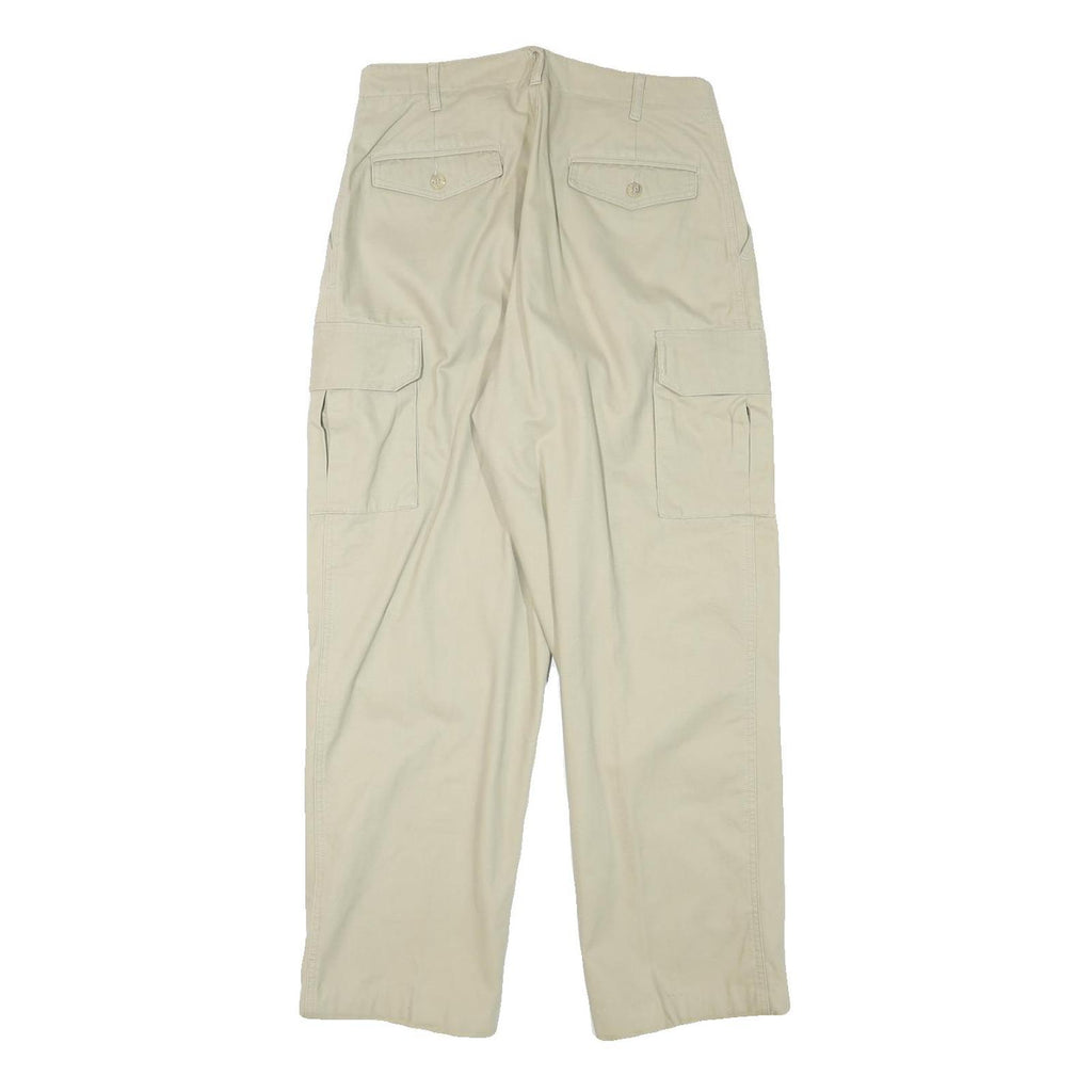 NATURAL REPUBLIC Mens Relaxed Beige Cargo Trousers W29 L28 Cotton Blend Zip