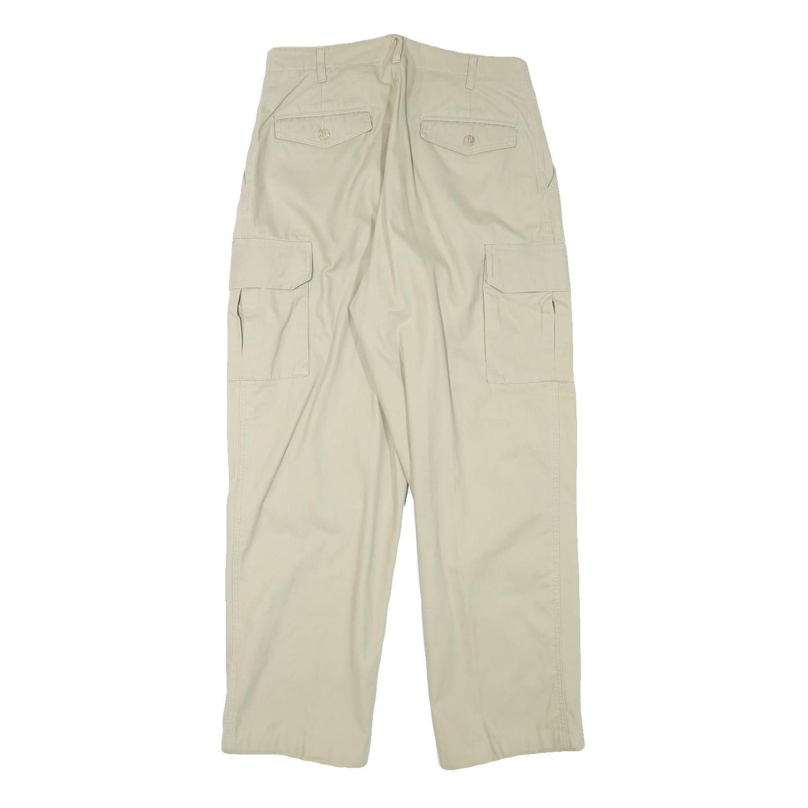 NATURAL REPUBLIC Mens Relaxed Beige Cargo Trousers W29 L28 Cotton Blend Zip