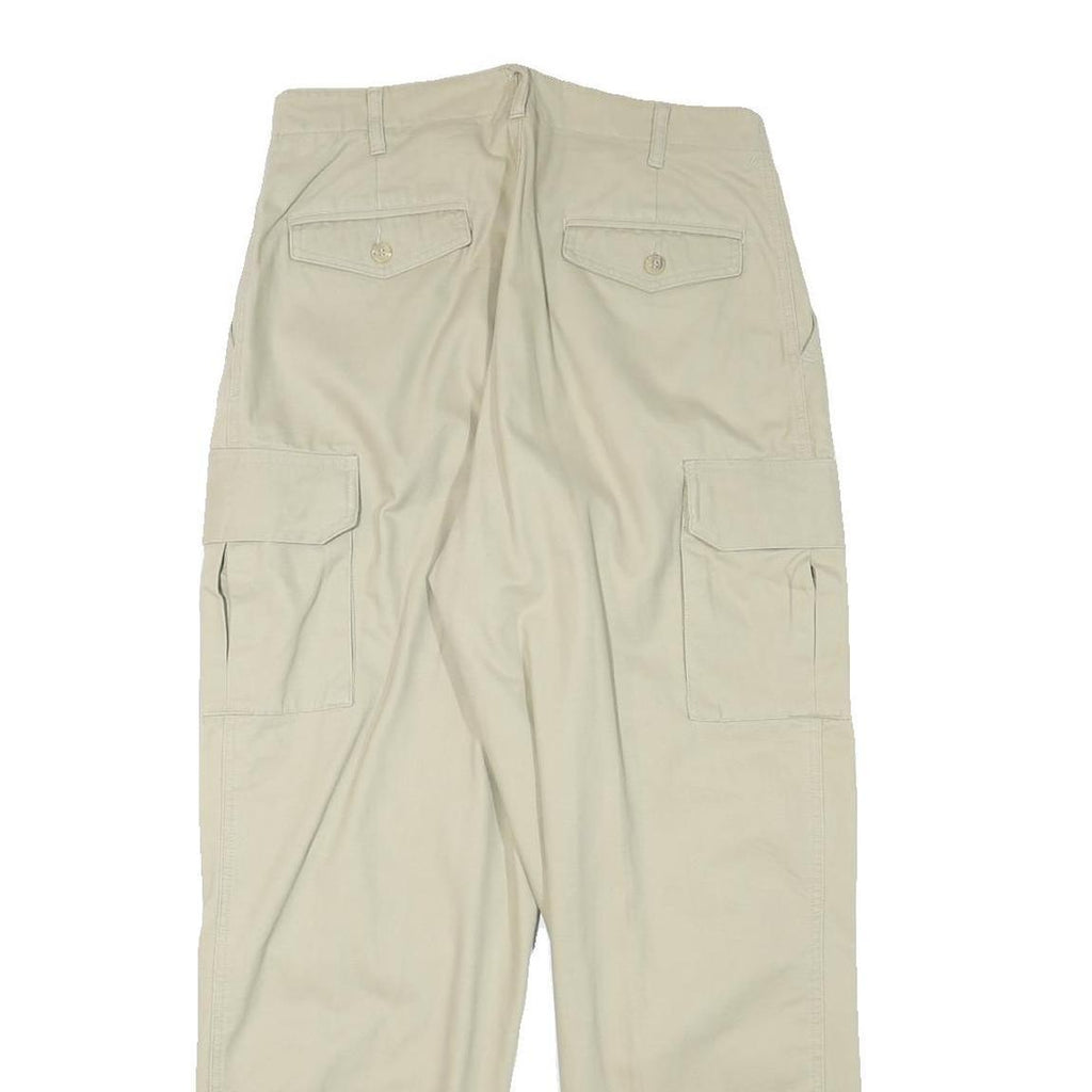 NATURAL REPUBLIC Mens Relaxed Beige Cargo Trousers W29 L28 Cotton Blend Zip