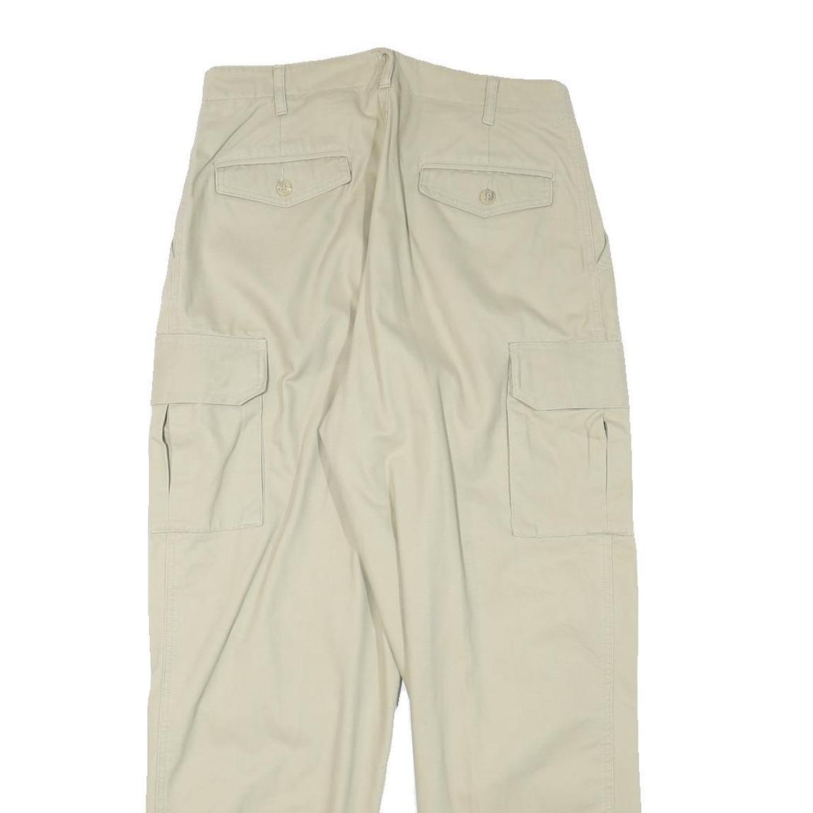 NATURAL REPUBLIC Mens Relaxed Beige Cargo Trousers W29 L28 Cotton Blend Zip