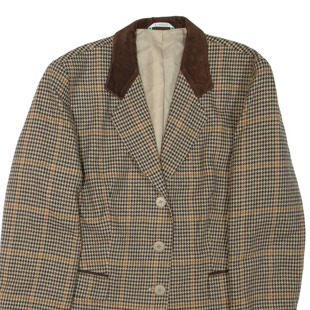 CANADA Womens Blazer Jacket Brown Houndstooth L