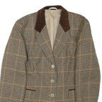 CANADA Womens Blazer Jacket Brown Houndstooth L