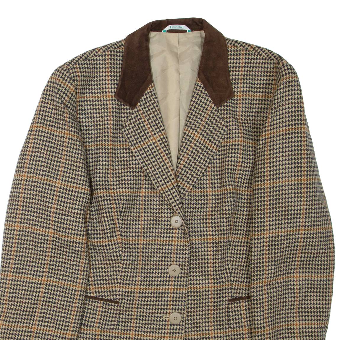 CANADA Womens Blazer Jacket Brown Houndstooth L
