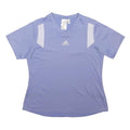 ADIDAS Womens Lilac & White Modern T-Shirt UK 12 Short Sleeve V-Neck Performance