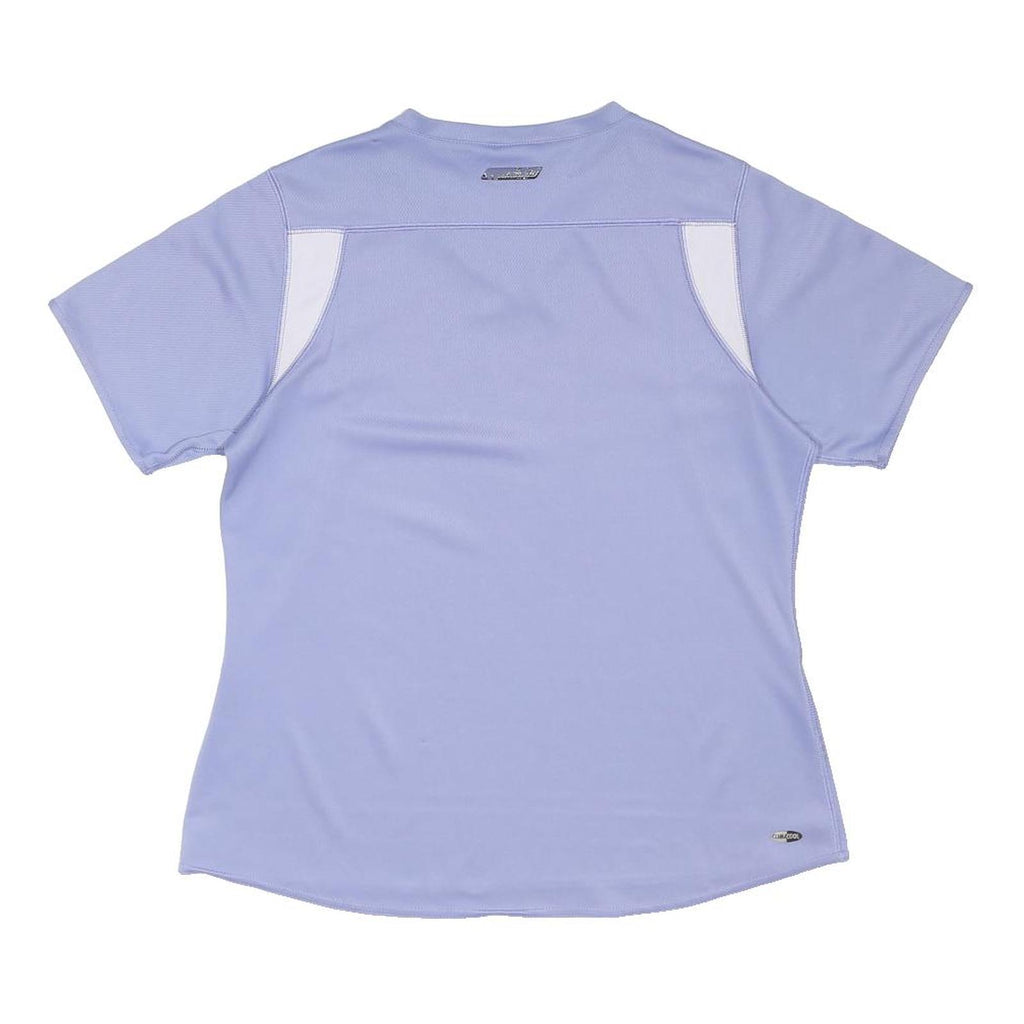 ADIDAS Womens Lilac & White Modern T-Shirt UK 12 Short Sleeve V-Neck Performance