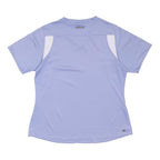 ADIDAS Womens Lilac & White Modern T-Shirt UK 12 Short Sleeve V-Neck Performance