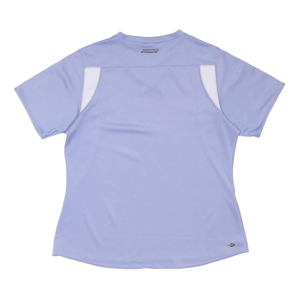 ADIDAS Womens Lilac & White Modern T-Shirt UK 12 Short Sleeve V-Neck Performance