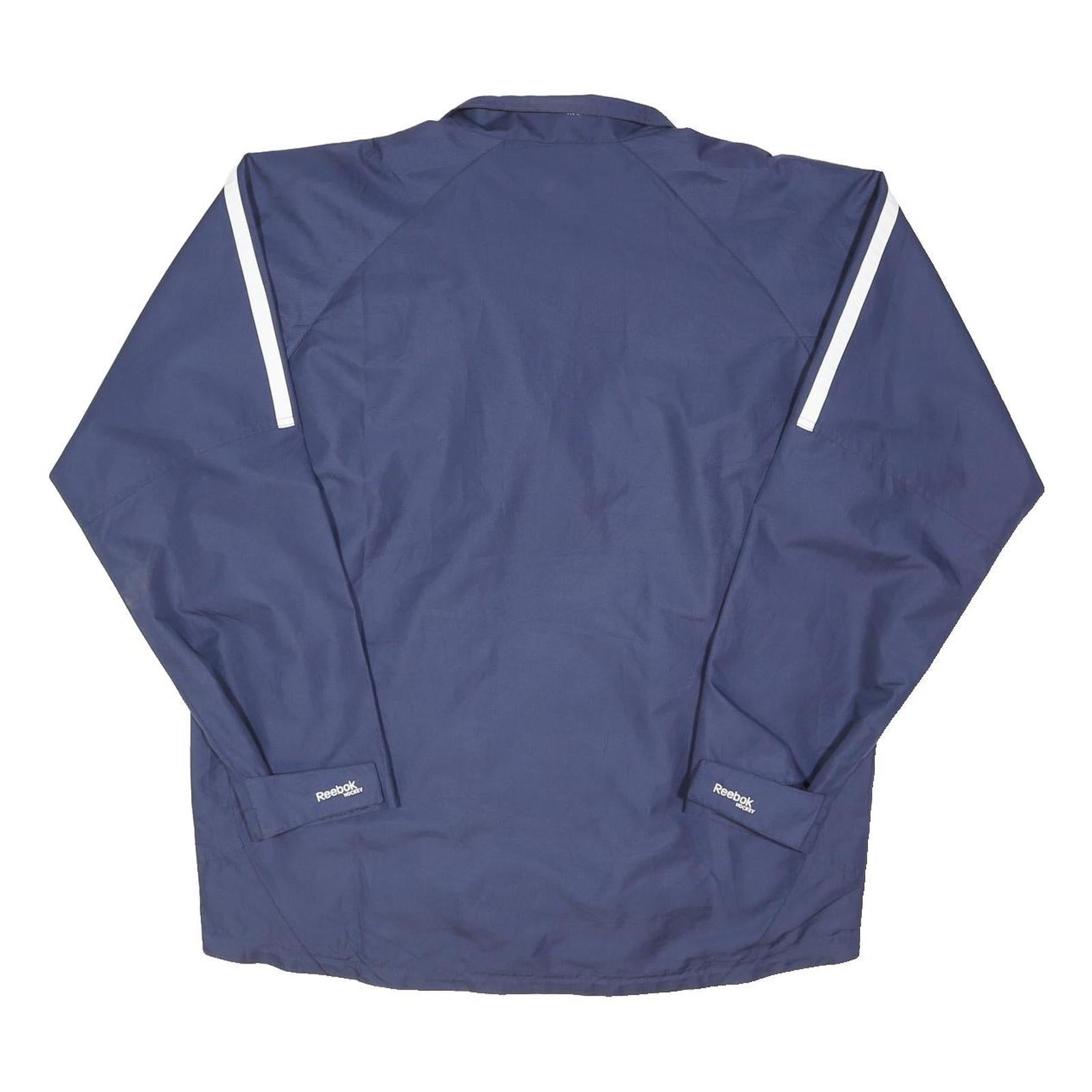 REEBOK Mens Blue Nylon Zip Jacket XL Plain Sportswear Casual Lightweight Track