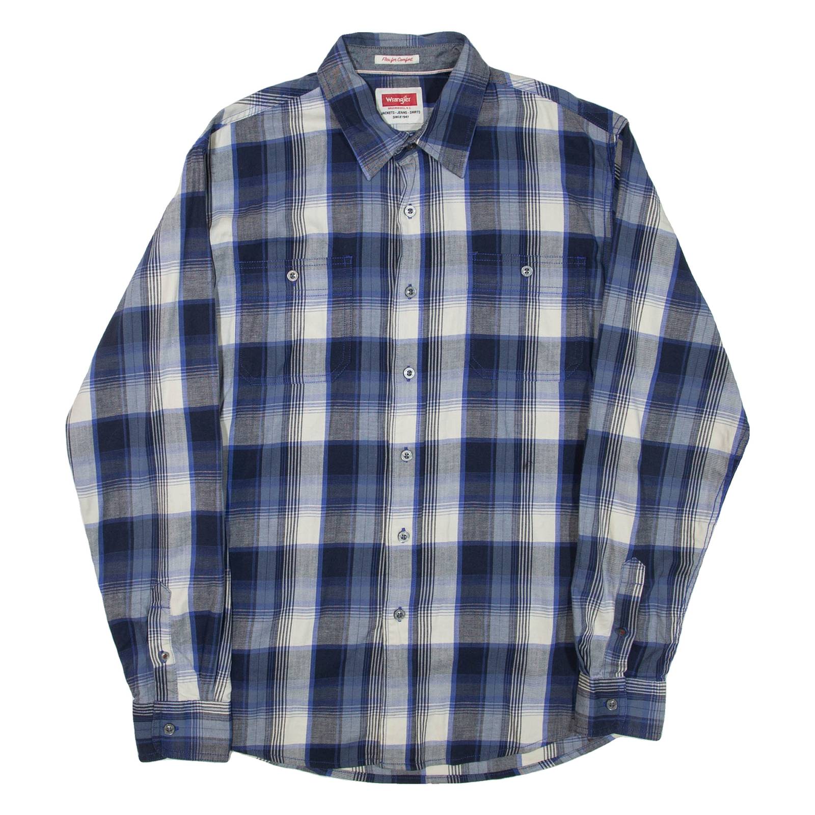 WRANGLER Mens Shirt Blue Check Long Sleeve M