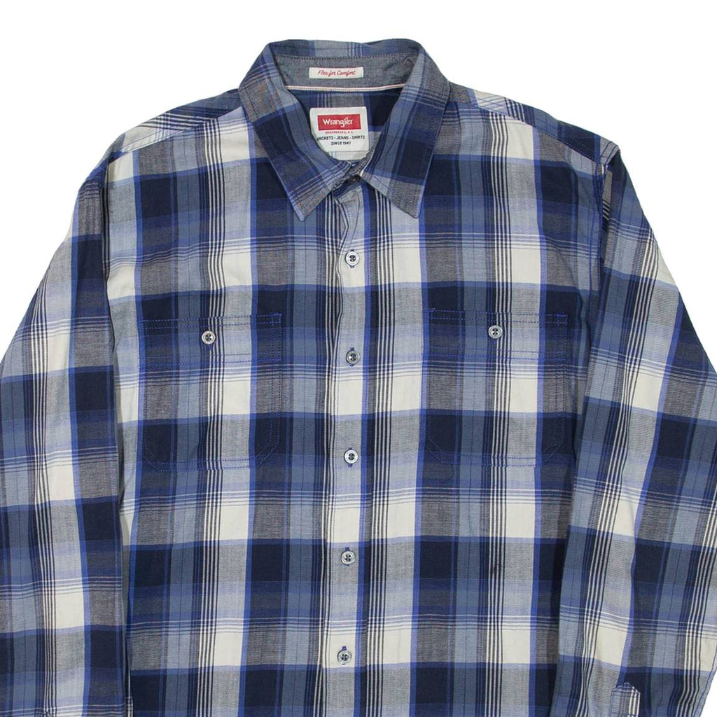 WRANGLER Mens Shirt Blue Check Long Sleeve M