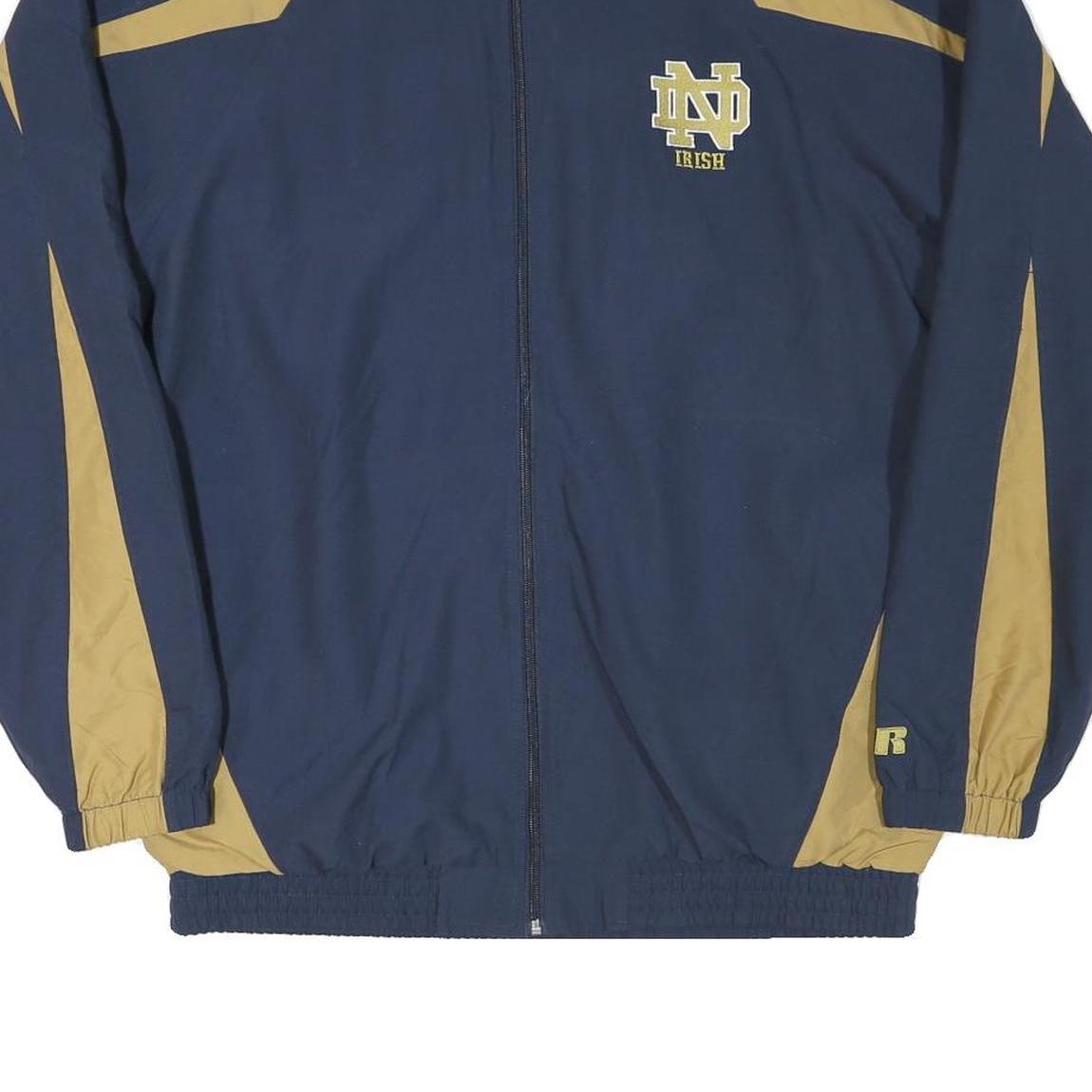 RUSSELL ATHLETIC Mens Navy & Gold Track Jacket L Polyester Blend Zip Athletic