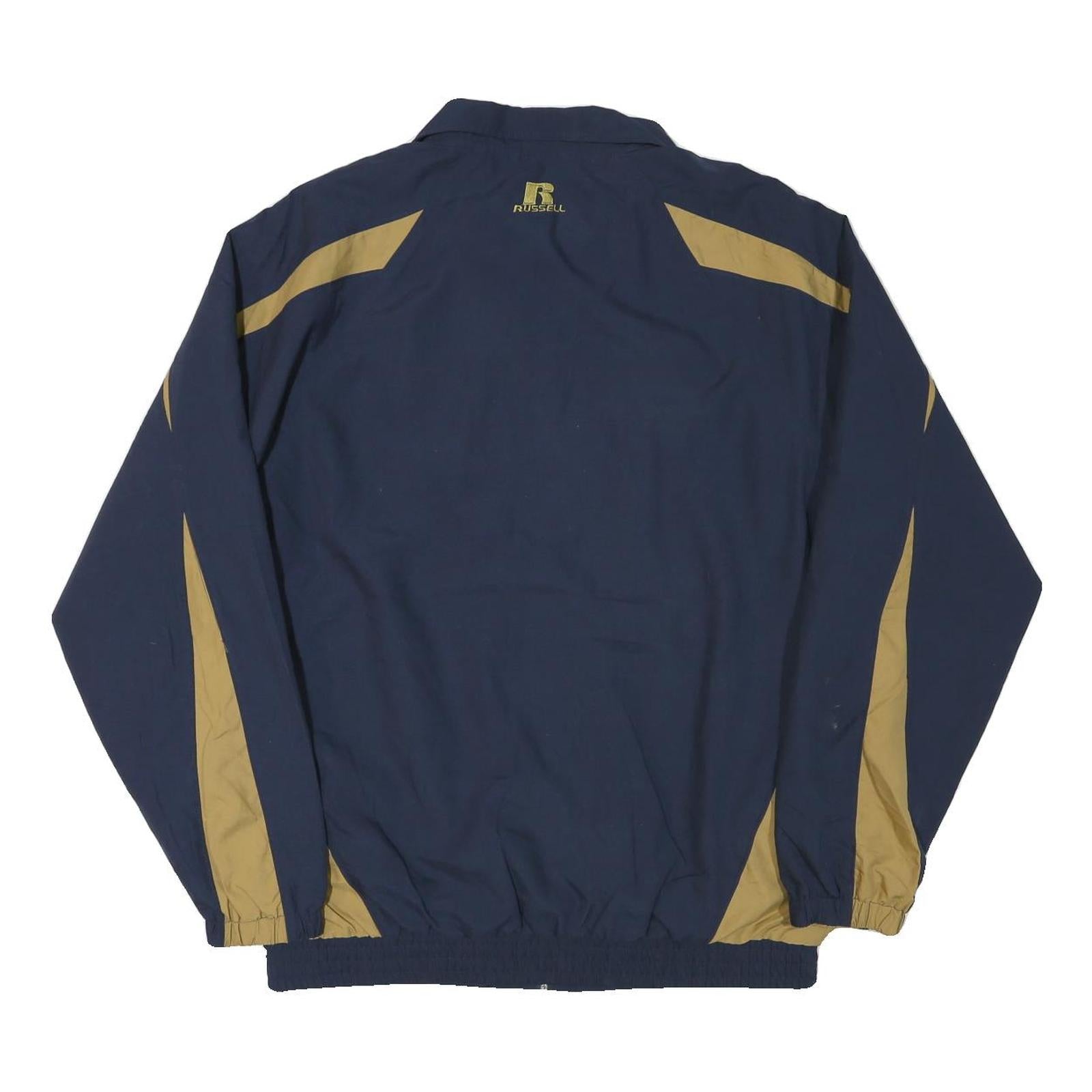 RUSSELL ATHLETIC Mens Navy & Gold Track Jacket L Polyester Blend Zip Athletic