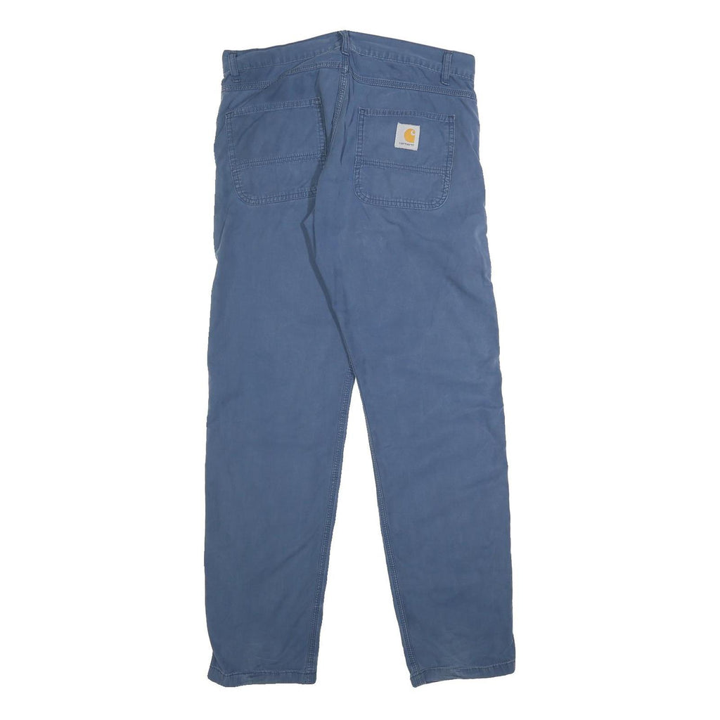 CARHARTT Mens Cotton Blue Regular Straight Trousers Zip W32 L31 Classic Workwear