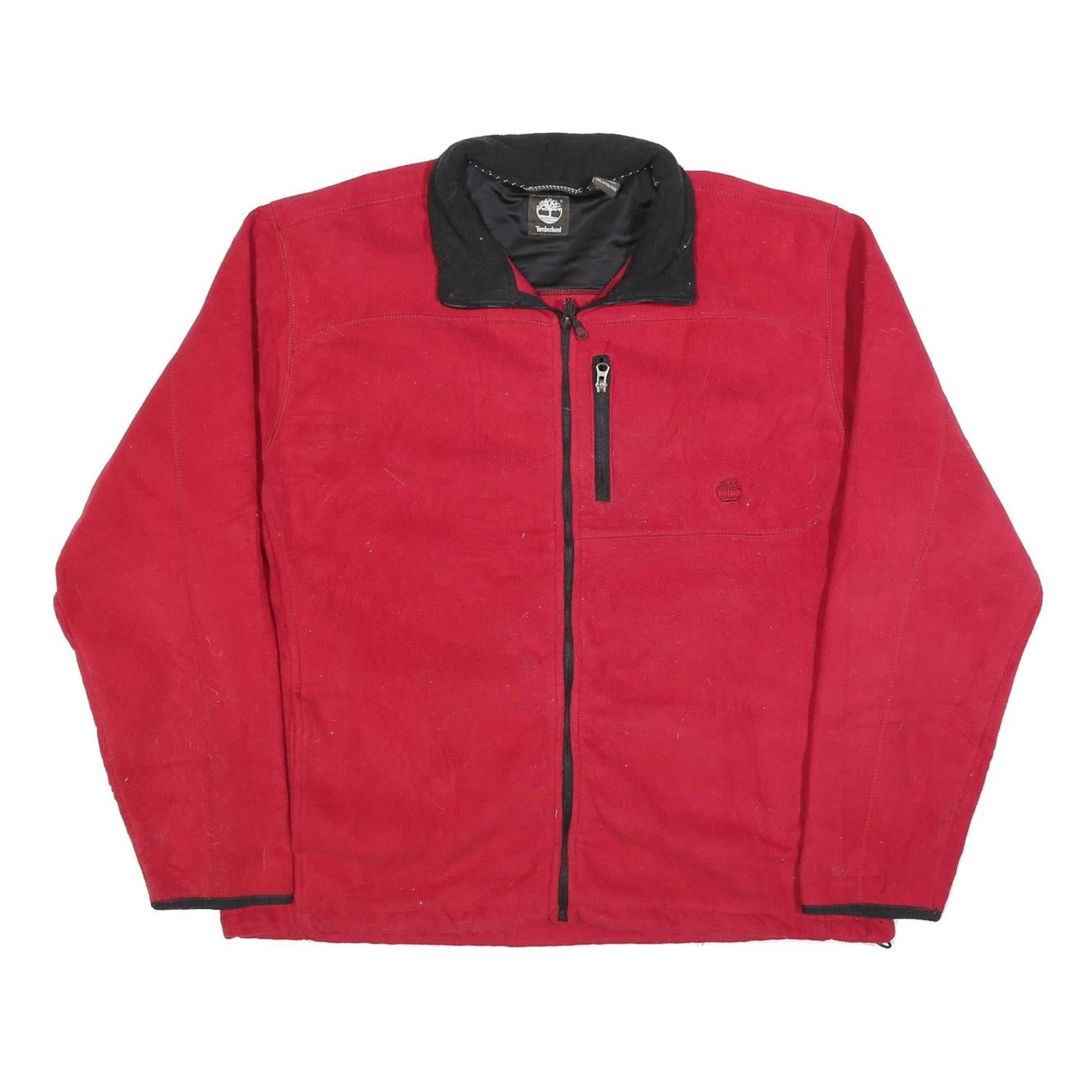 TIMBERLAND Mens Red & Black Casual Jacket 2XL Polyester Blend Zip Closure