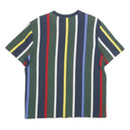 KARL KANI Mens Blue Green Red Multi Stripe Graphic T-Shirt M Short Sleeve Crew