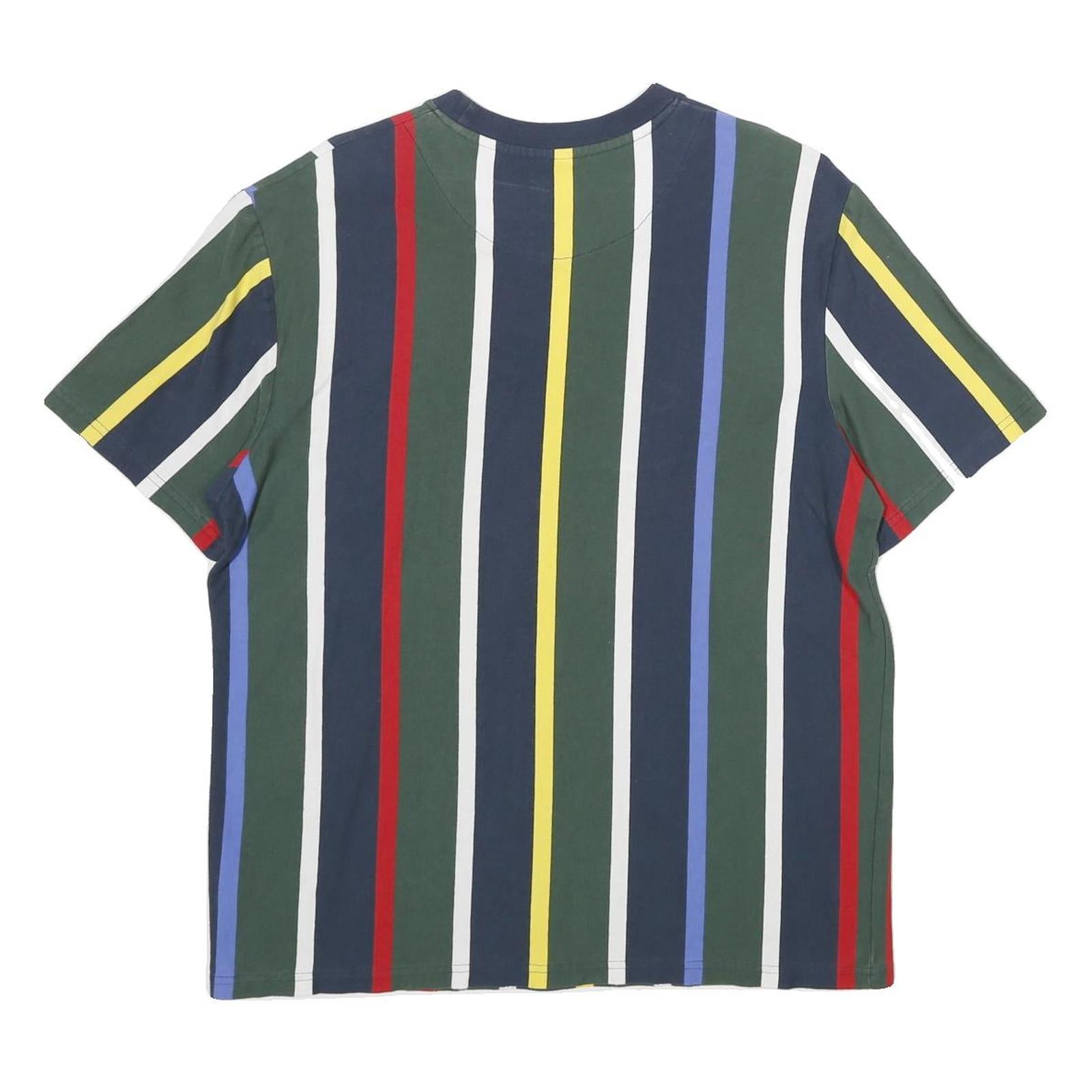 KARL KANI Mens Blue Green Red Multi Stripe Graphic T-Shirt M Short Sleeve Crew