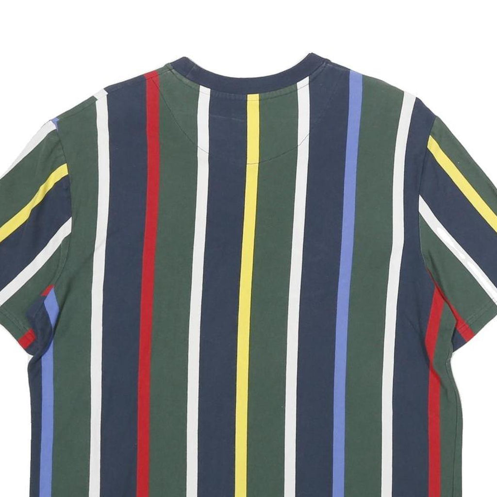 KARL KANI Mens Blue Green Red Multi Stripe Graphic T-Shirt M Short Sleeve Crew