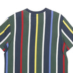 KARL KANI Mens Blue Green Red Multi Stripe Graphic T-Shirt M Short Sleeve Crew