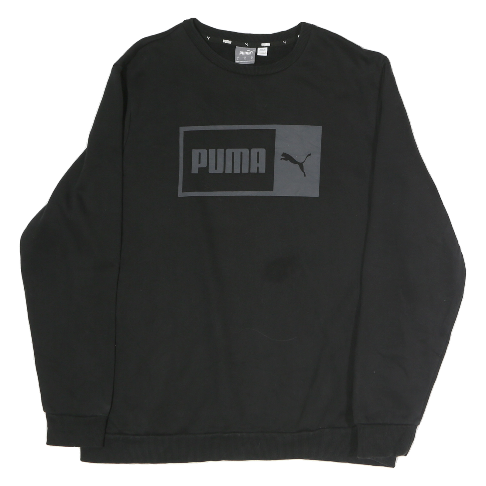 PUMA Mens Black Cotton Crew Neck XL Sweatshirt Logo Print Casual