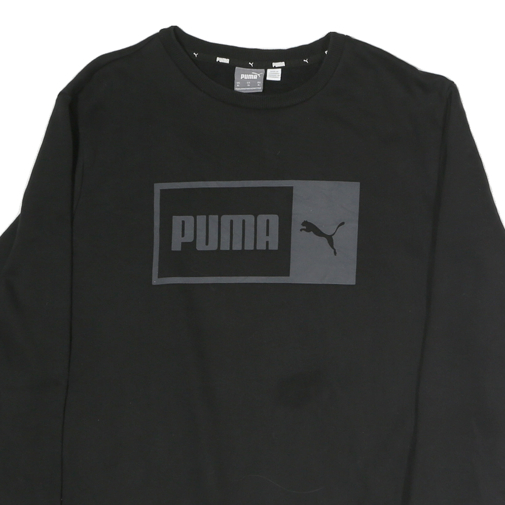PUMA Mens Black Cotton Crew Neck XL Sweatshirt Logo Print Casual