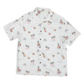 CARIBEAN Mens White Cotton Blend Short Sleeve Shirt L Tropical Print Summer
