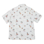 CARIBEAN Mens White Cotton Blend Short Sleeve Shirt L Tropical Print Summer