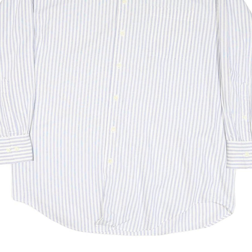 NAUTICA Mens Blue & White Stripe Shirt L Cotton Blend Casual Classic