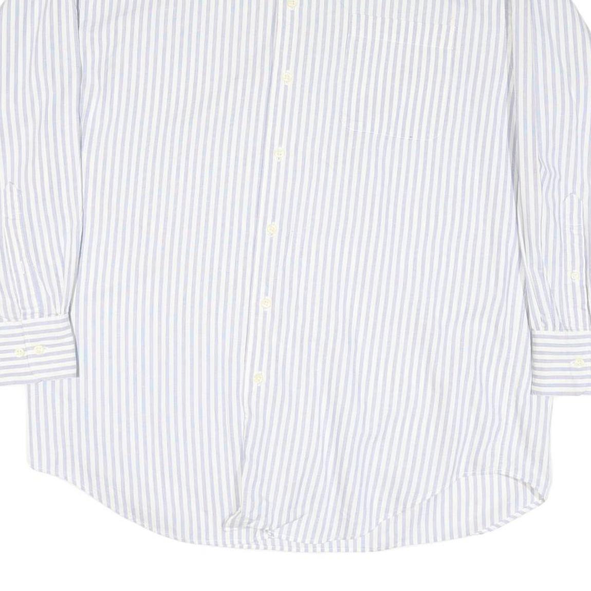 NAUTICA Mens Blue & White Stripe Shirt L Cotton Blend Casual Classic