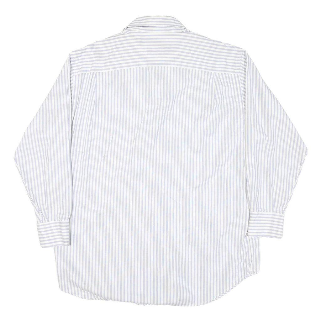 NAUTICA Mens Blue & White Stripe Shirt L Cotton Blend Casual Classic