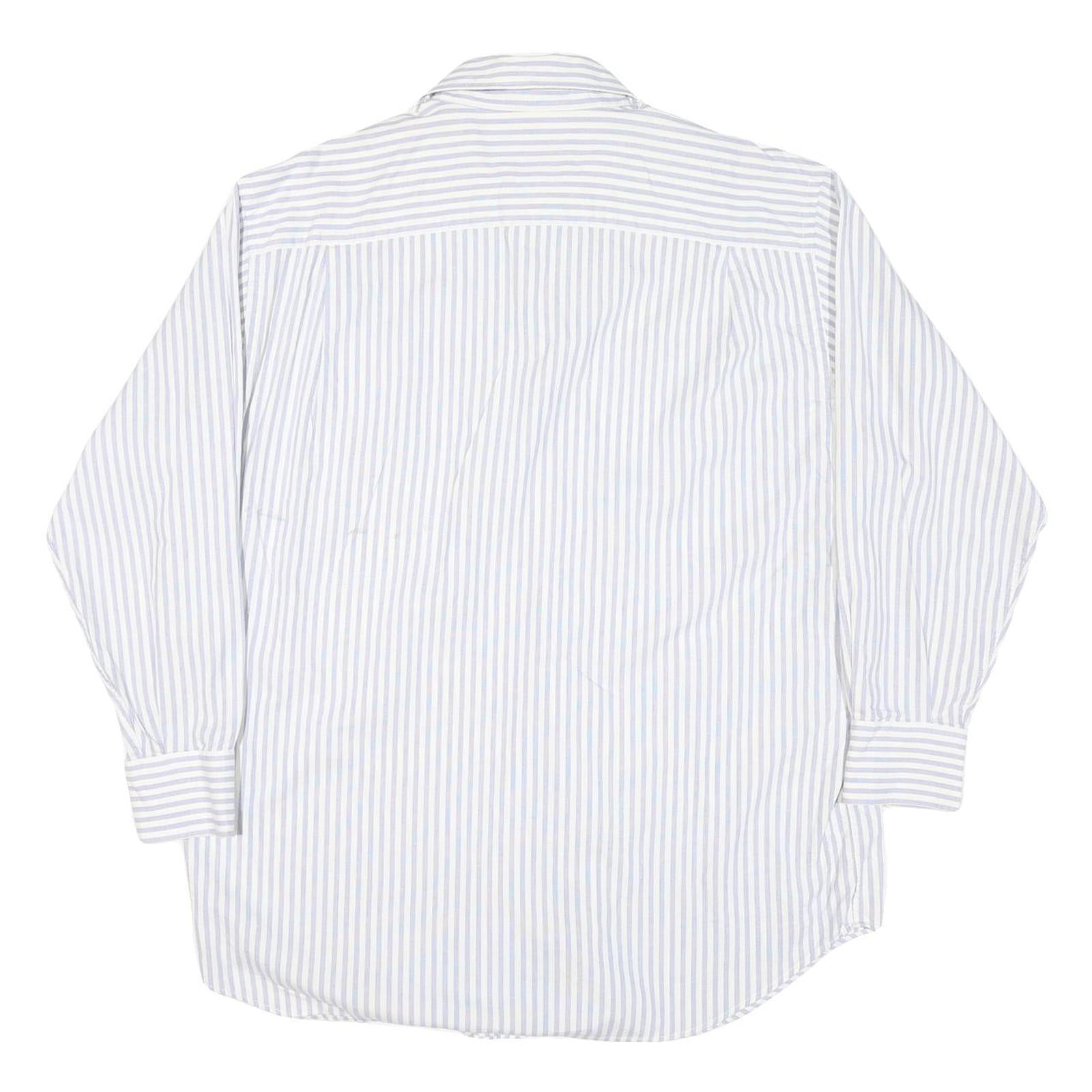 NAUTICA Mens Blue & White Stripe Shirt L Cotton Blend Casual Classic