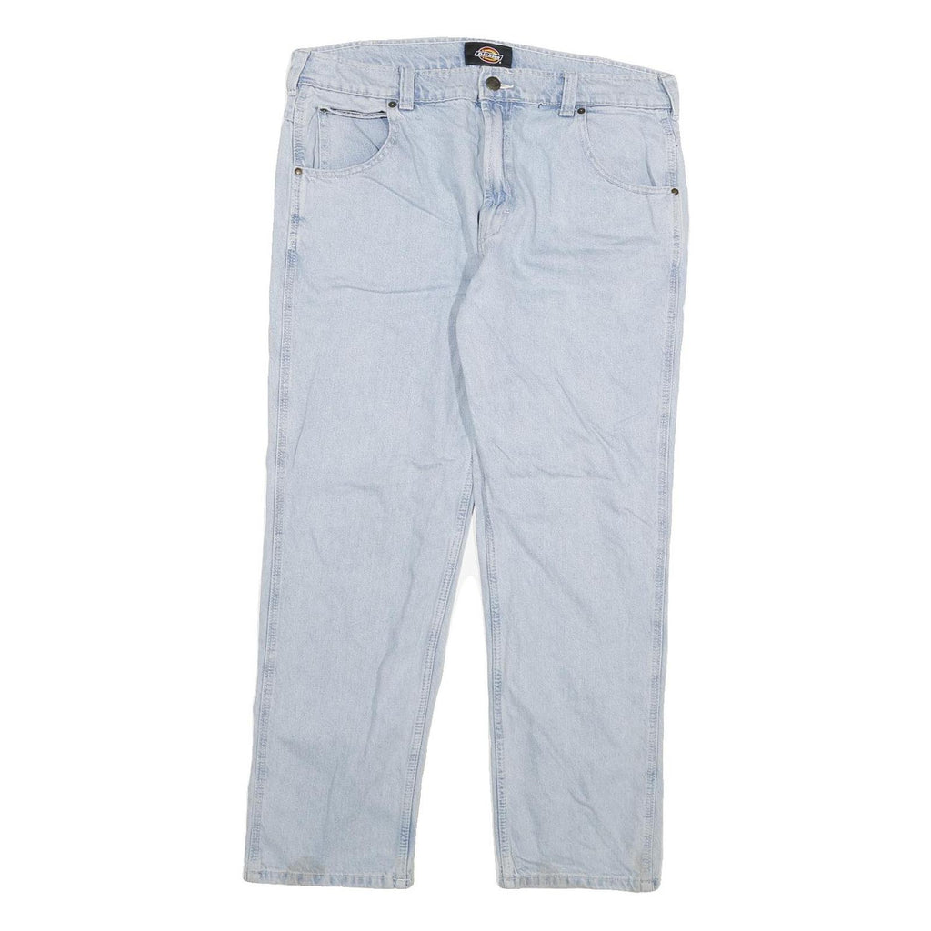 DICKIES Mens Jeans Blue Regular Straight Denim Light W34 L30 Classic Workwear