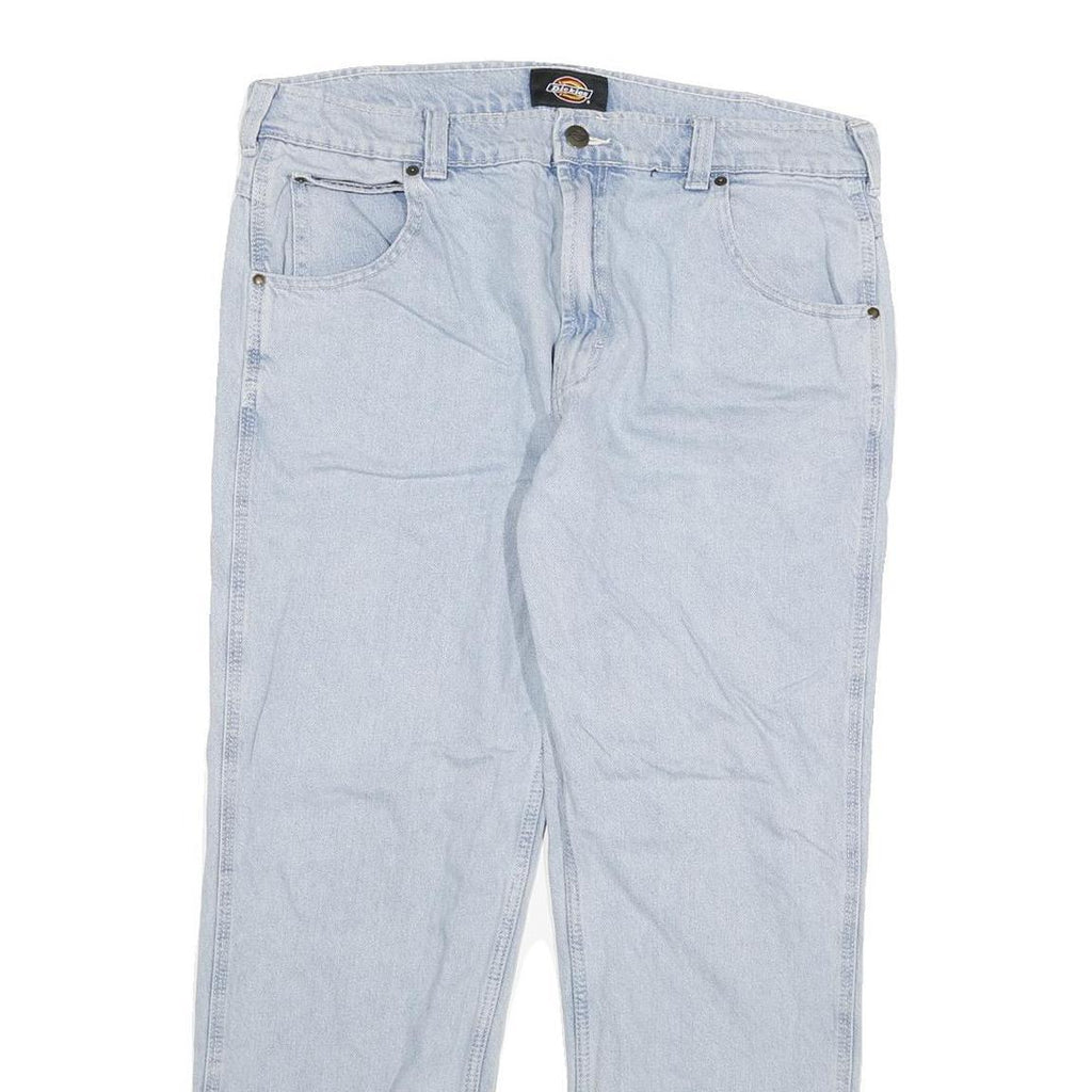 DICKIES Mens Jeans Blue Regular Straight Denim Light W34 L30 Classic Workwear