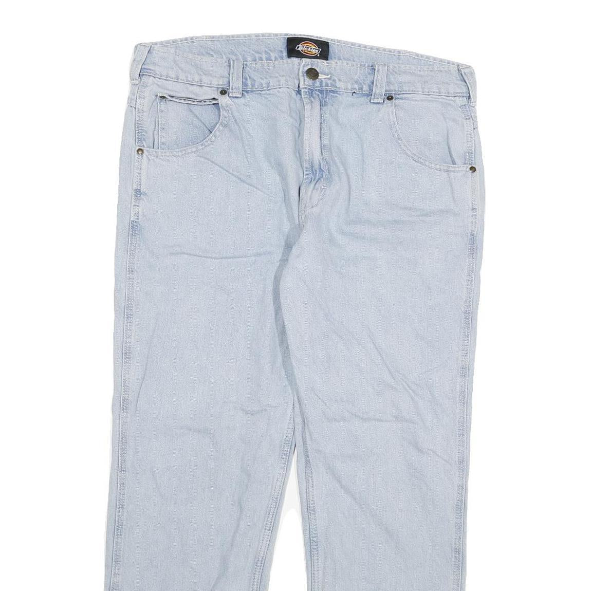 DICKIES Mens Jeans Blue Regular Straight Denim Light W34 L30 Classic Workwear