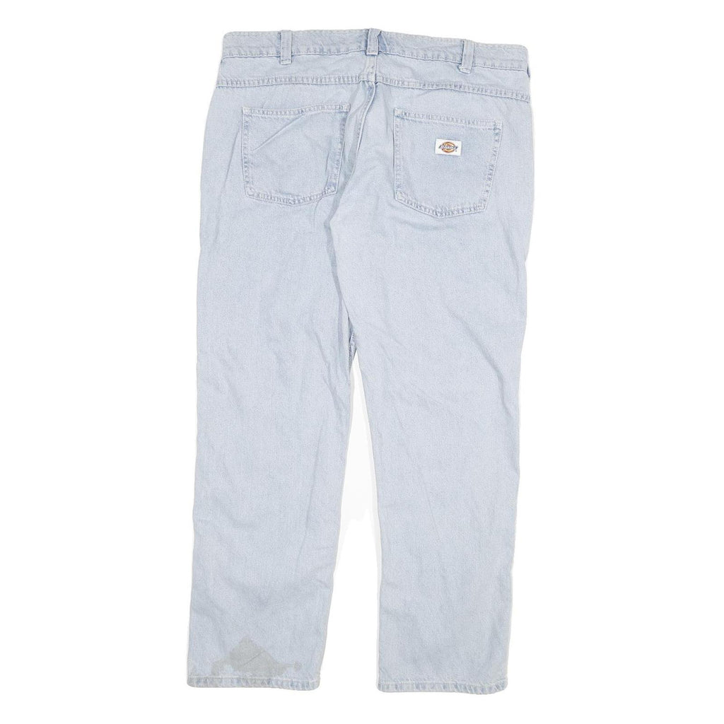 DICKIES Mens Jeans Blue Regular Straight Denim Light W34 L30 Classic Workwear