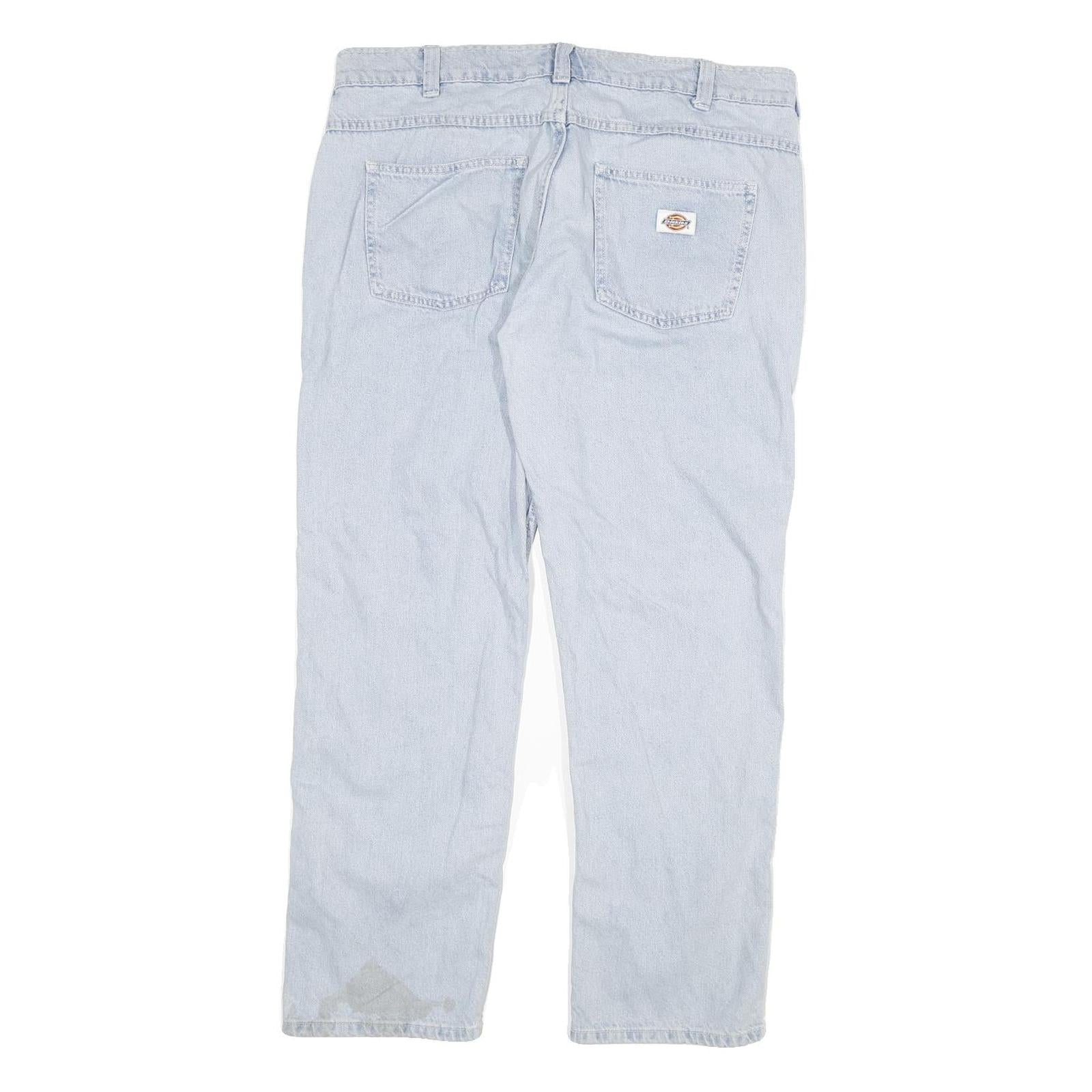 DICKIES Mens Jeans Blue Regular Straight Denim Light W34 L30 Classic Workwear