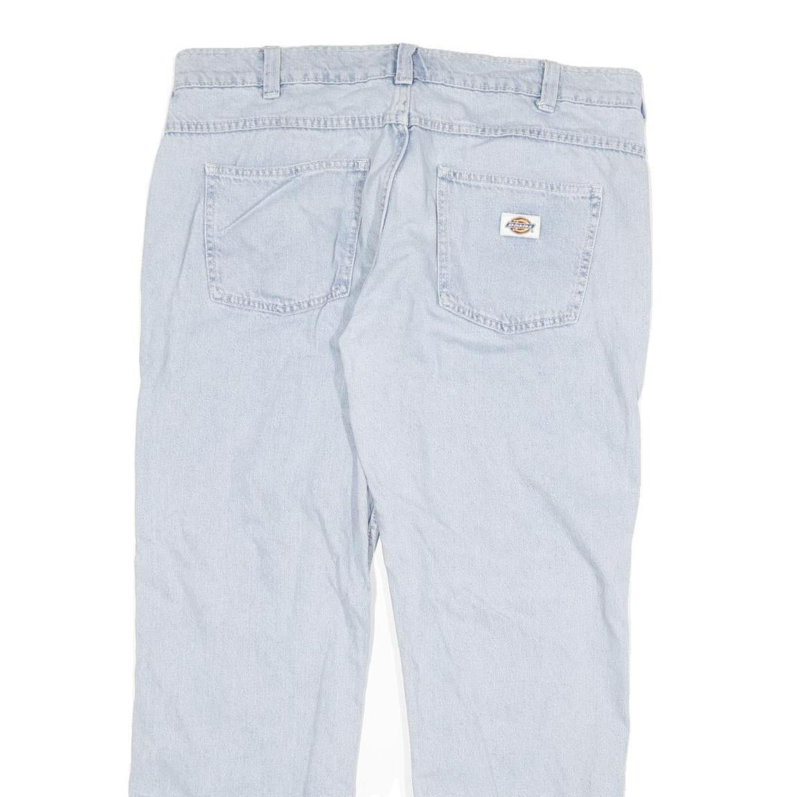 DICKIES Mens Jeans Blue Regular Straight Denim Light W34 L30 Classic Workwear