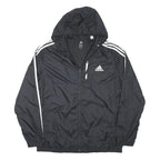 ADIDAS Mens Black White Track Jacket XL Polyester Blend Zip Hooded