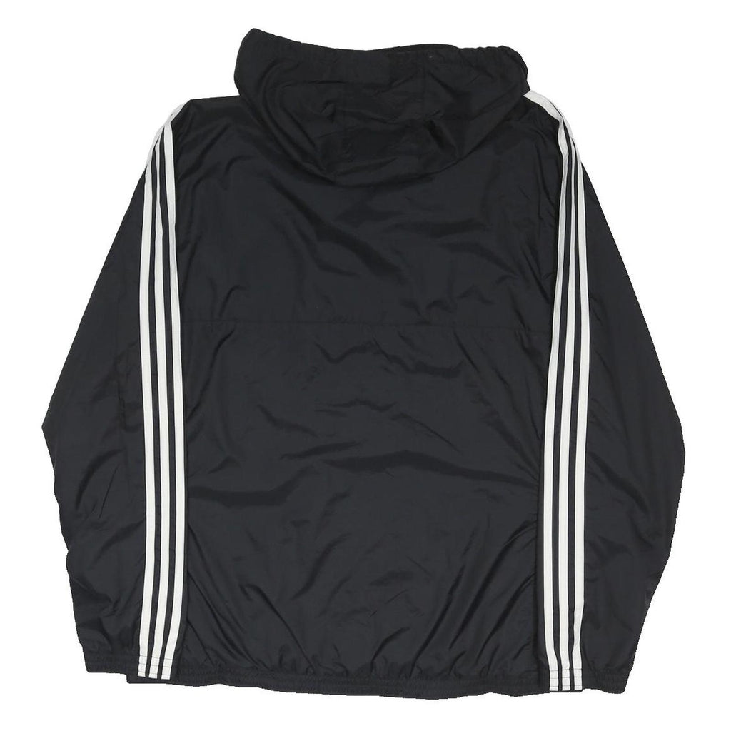 ADIDAS Mens Black White Track Jacket XL Polyester Blend Zip Hooded