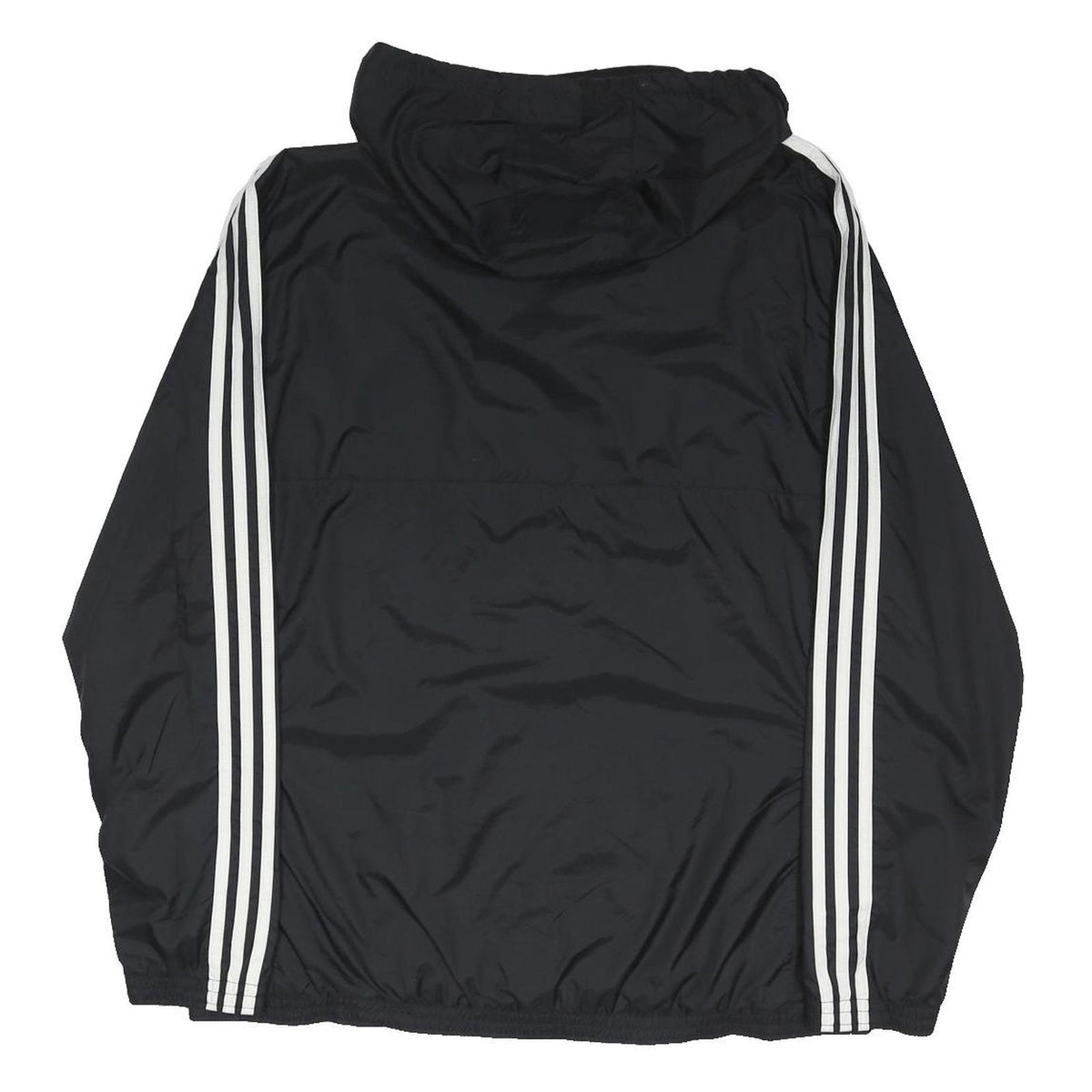 ADIDAS Mens Black White Track Jacket XL Polyester Blend Zip Hooded