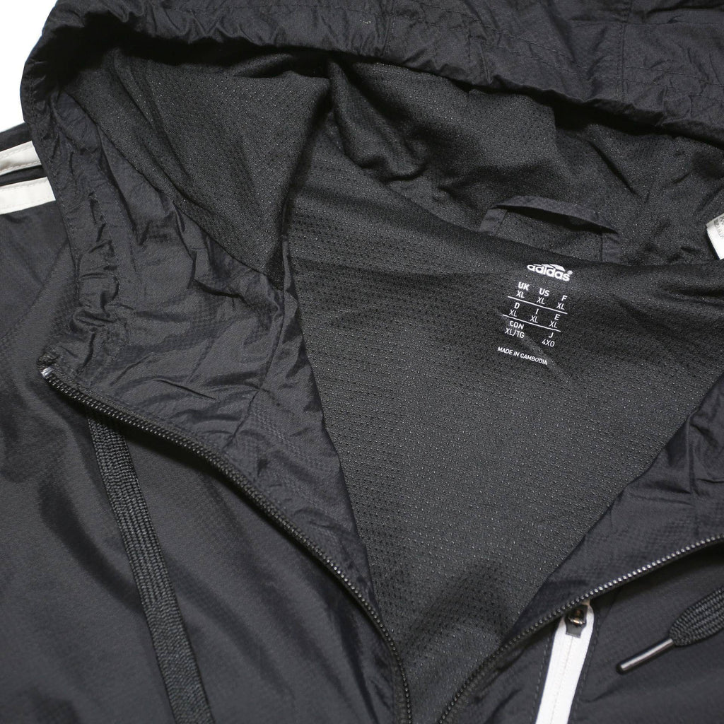 ADIDAS Mens Black White Track Jacket XL Polyester Blend Zip Hooded