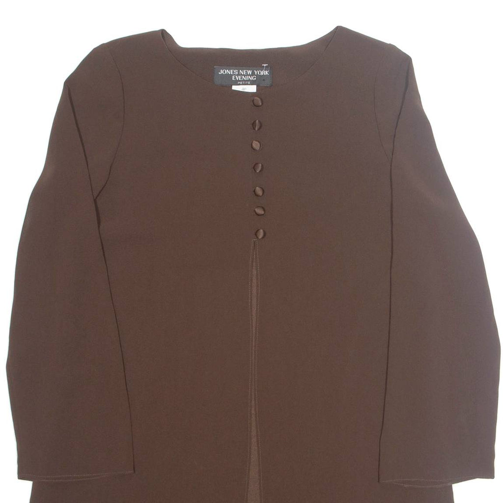 JONES NEW YORK Womens Blouse Brown Long Sleeve L