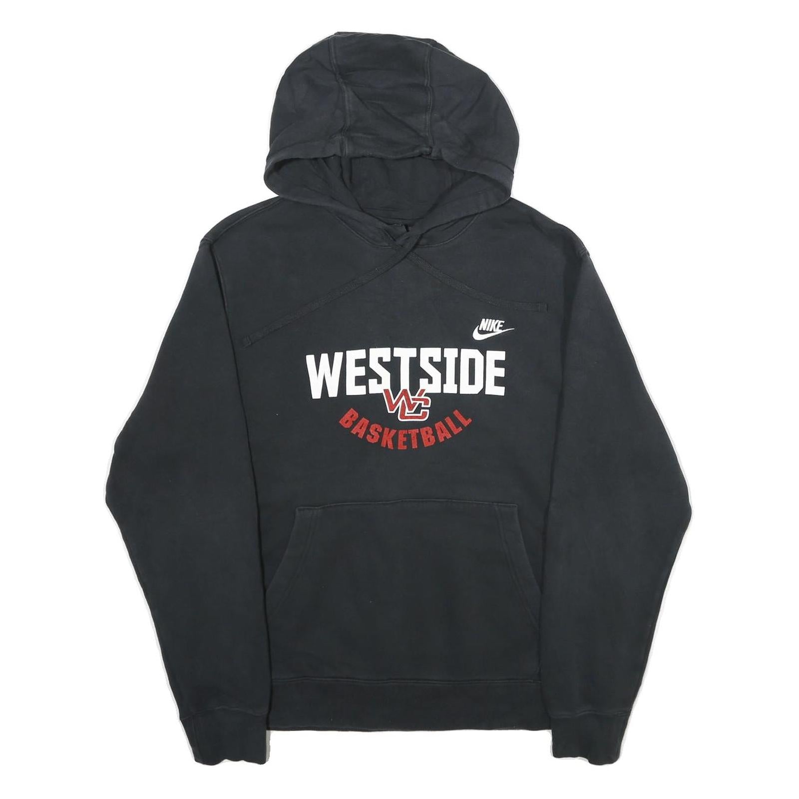 NIKE Mens Black Westside Basketball Hoodie L Cotton Blend Pullover Hooded