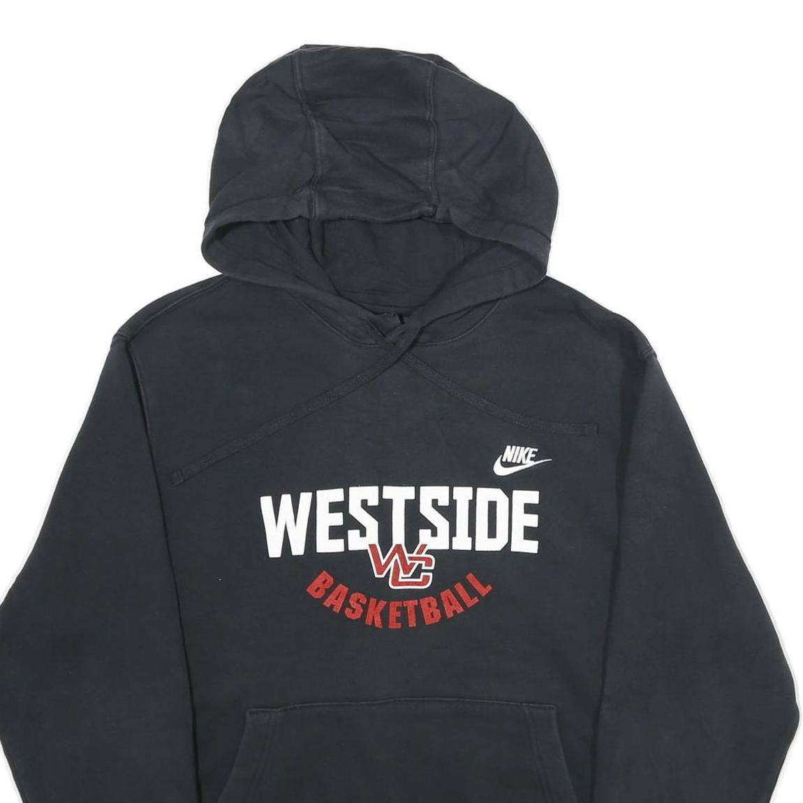 NIKE Mens Black Westside Basketball Hoodie L Cotton Blend Pullover Hooded
