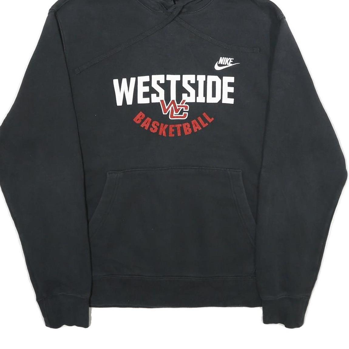 NIKE Mens Black Westside Basketball Hoodie L Cotton Blend Pullover Hooded