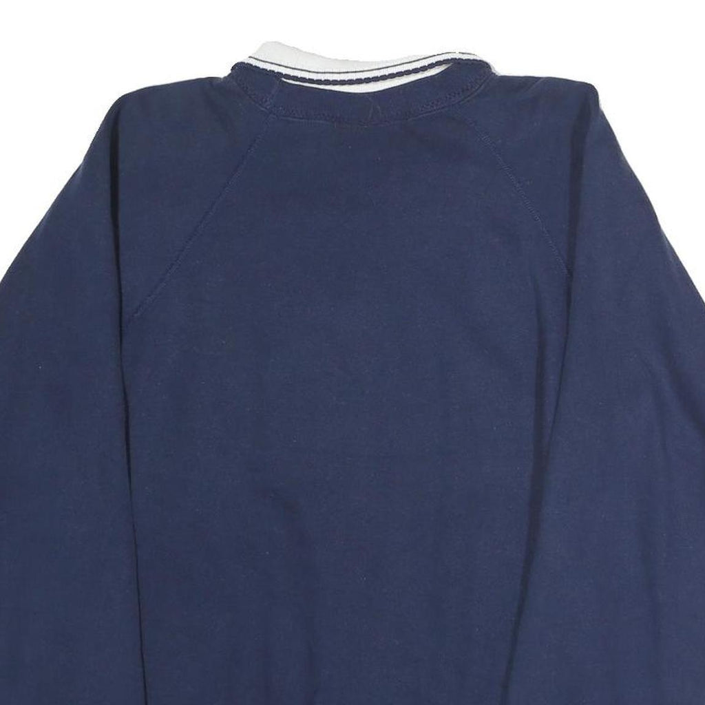 MORNING SUN Womens Navy Blue & White Floral Print Collar L Cotton Sweatshirt