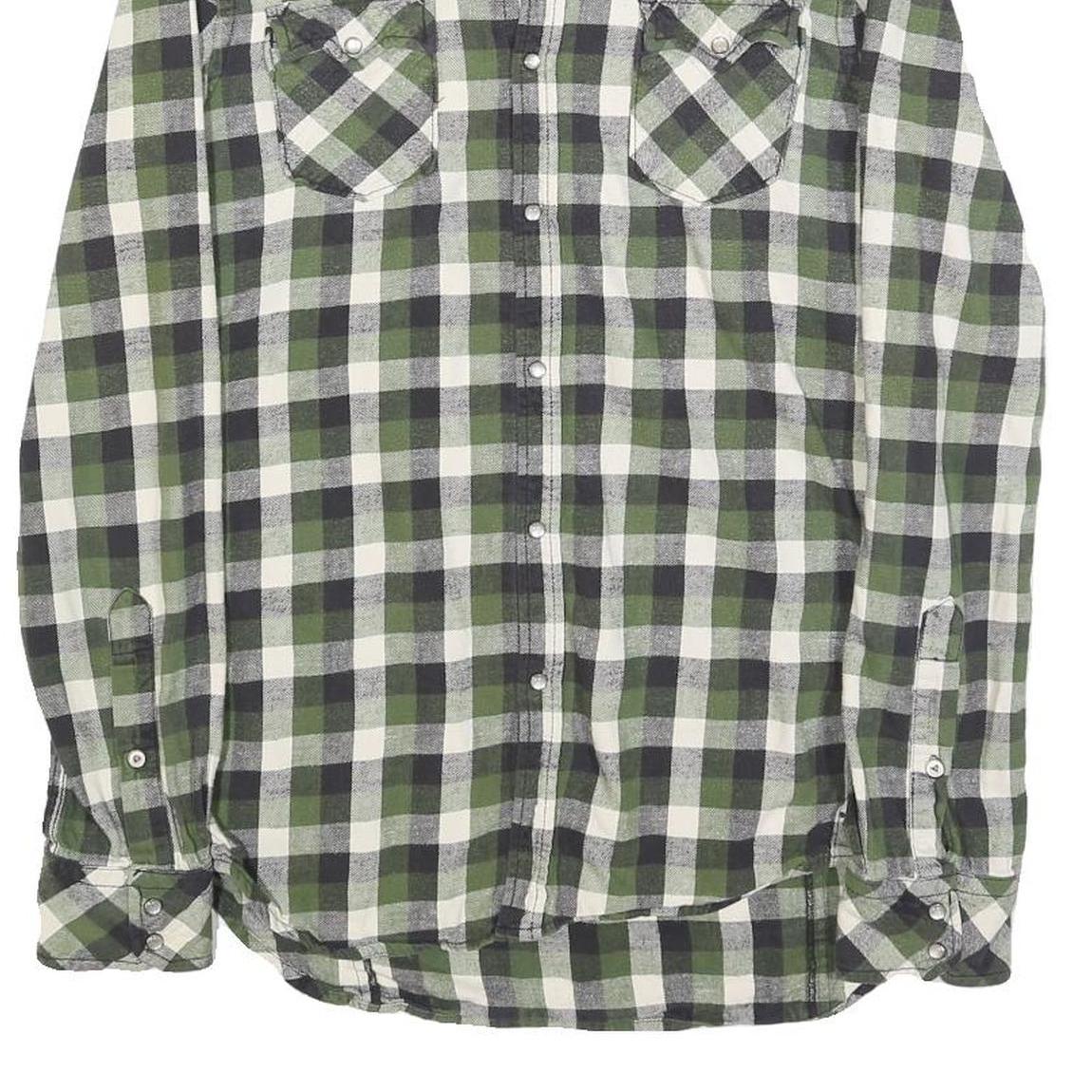 DIESEL Mens Green & Black Check Shirt S Casual Cotton Long Sleeve Buttons