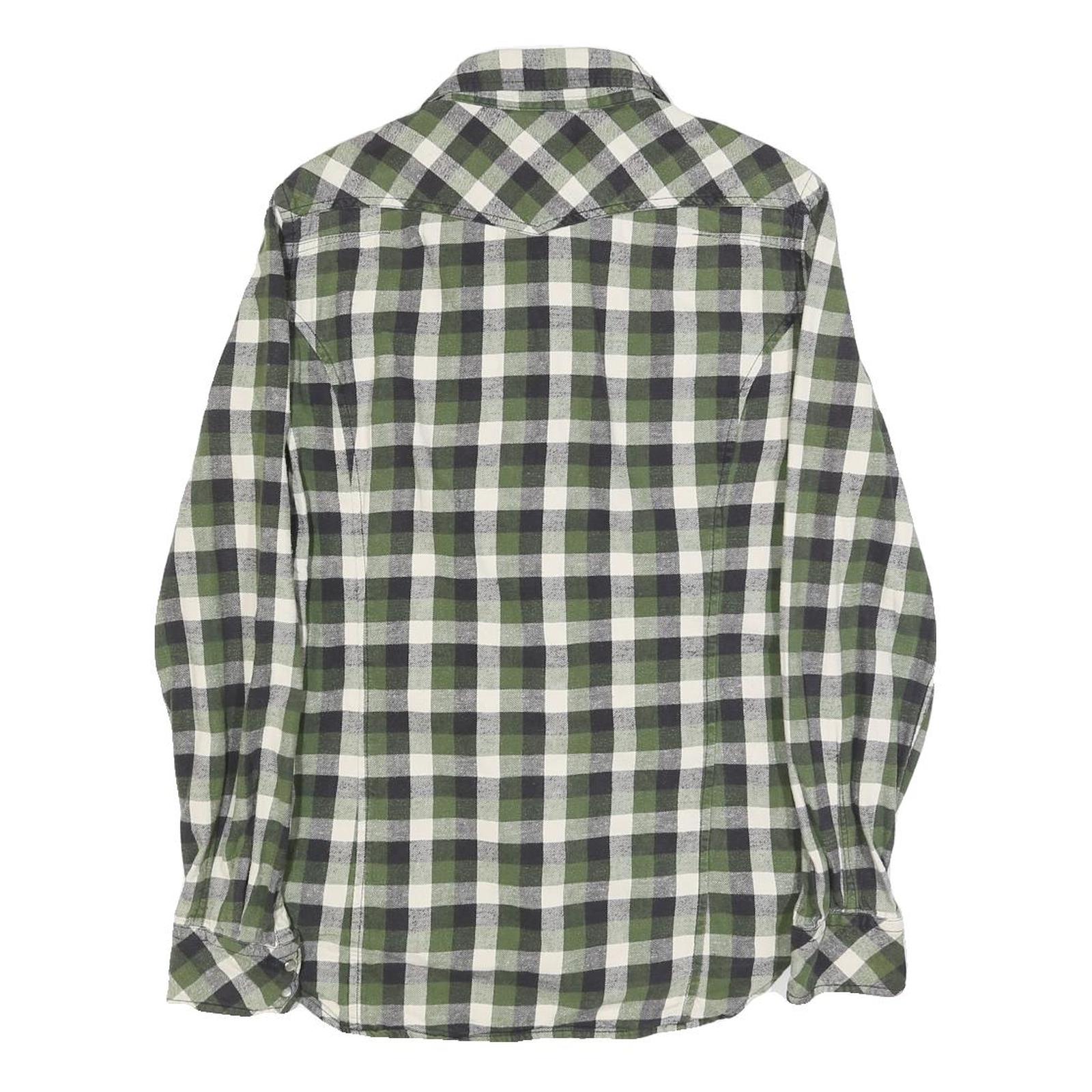 DIESEL Mens Green & Black Check Shirt S Casual Cotton Long Sleeve Buttons